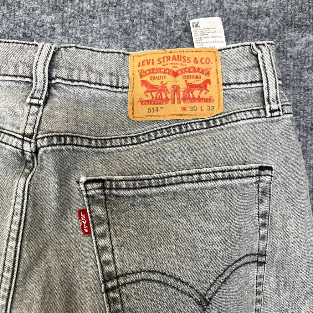 Levi's 514 Straight Jeans Men Gray Denim Stretch Pockets Classic Zip Fly - 31X31